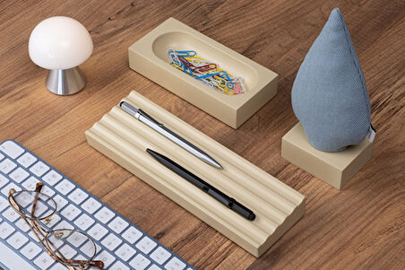 Kayigo  Woody Krem Üçlü Ofis  Seti - Mavi Ladin