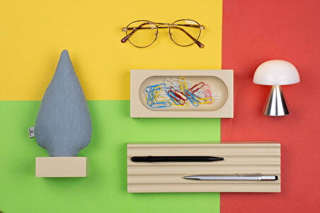 Kayigo  Woody Krem Üçlü Ofis  Seti - Mavi Ladin