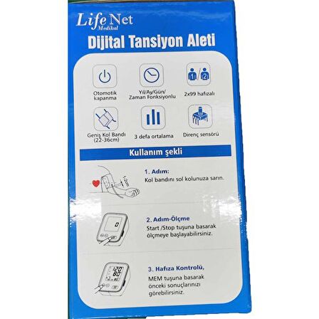 Life Net WBP114 Dijital Koldan Ölçer Konuşan Tansiyon Aleti