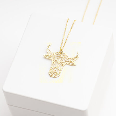 925 Ayar Gümüş Boğa Origami Kolye Özel Tasarım