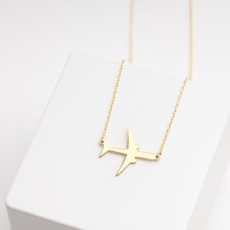 925 Ayar Gümüş Uçak Kolye Özel Tasarım