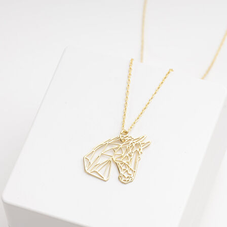 925 Ayar Gümüş At Figürlü Origami Kolye Özel Tasarım