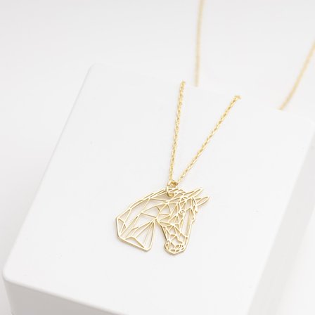925 Ayar Gümüş At Figürlü Origami Kolye Özel Tasarım