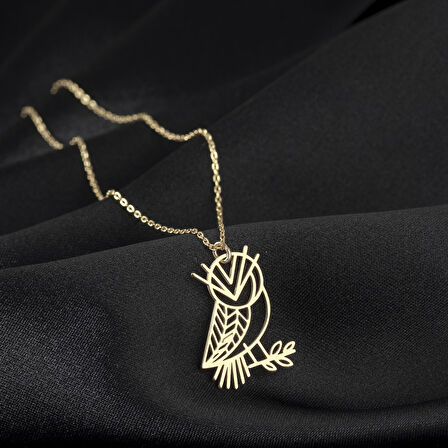 925 Ayar Gümüş Baykuş Figürlü Origami Kolye Özel Tasarım