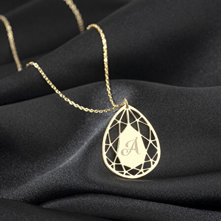 925 Ayar Gümüş Damla Harf Kolye Özel Tasarım