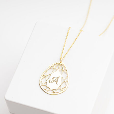 925 Ayar Gümüş Damla Harf Kolye Özel Tasarım