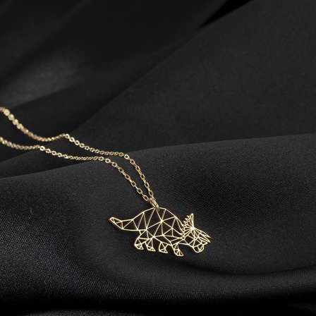 925 Ayar Gümüş Dinozor Origami Kolye Özel Tasarım
