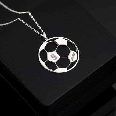 925 Ayar Gümüş Futbol Toplu İsim Kolye Özel Tasarım