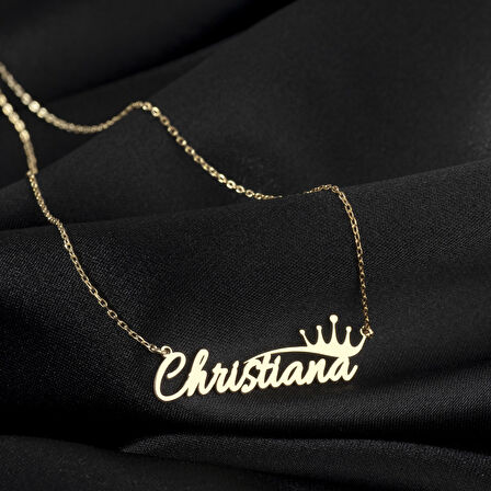 925 Ayar Gümüş Prenses Taçlı İsim Kolye Özel Tasarım