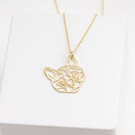 925 Ayar Gümüş Kedi Yüzü Kolye Özel Tasarım