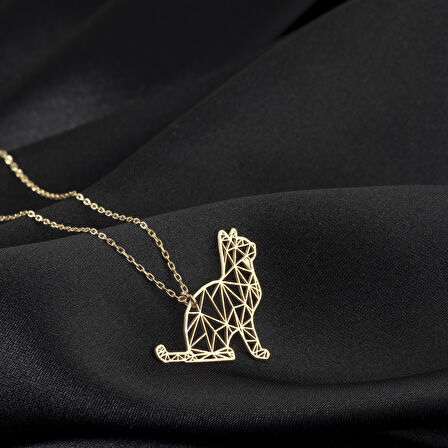 925 Ayar Gümüş Uslu Kedi Kolye Özel Tasarım