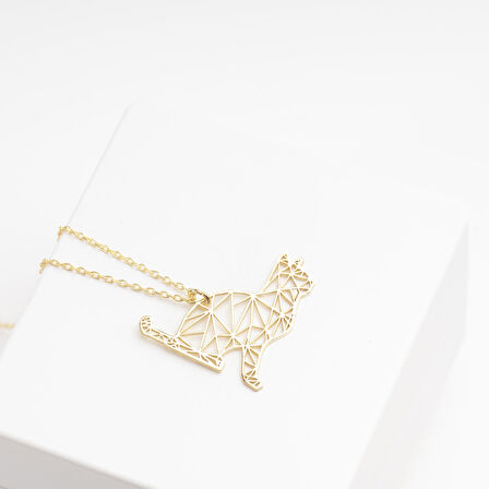 925 Ayar Gümüş Uslu Kedi Kolye Özel Tasarım