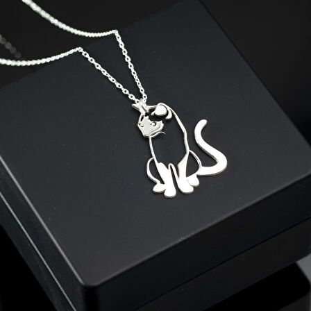 925 Ayar Gümüş Mırmır Kedi Kolye Özel Tasarım