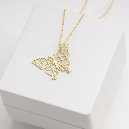 925 Ayar Gümüş  Kelebek Kolye Özel Tasarım