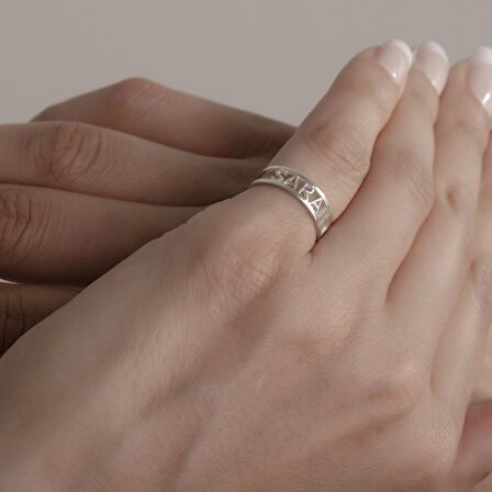 925 Ayar Gümüş İsimli Özel Yüzük Kişiye Özel Seri