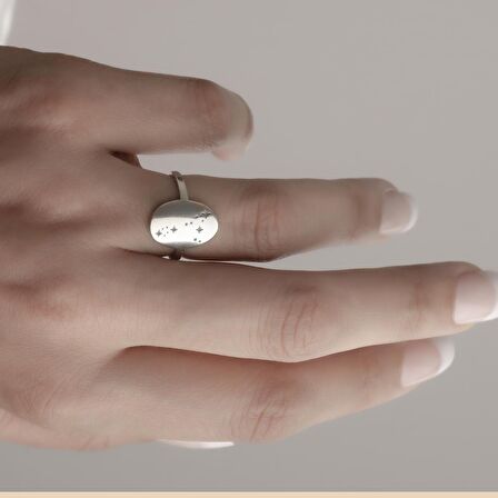 925 Ayar Gümüş Takım Yıldızı Motifli Zarif Yüzük Kişiye Özel Tasarım