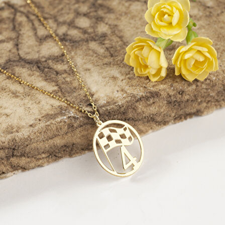 925 Ayar Gümüş  Yarış Bayrağı Kolye Özel Tasarım