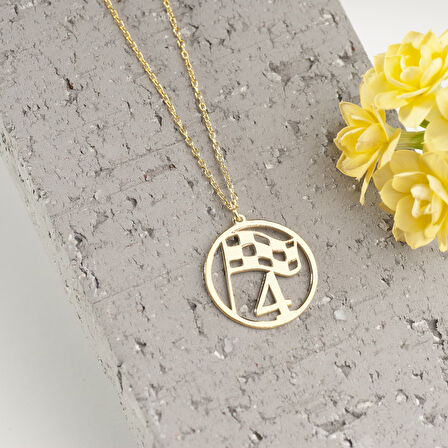 925 Ayar Gümüş  Yarış Bayrağı Kolye Özel Tasarım