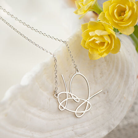 925 Ayar Gümüş  El Yazısı Kolye Özel Tasarım