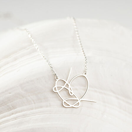 925 Ayar Gümüş  El Yazısı Kolye Özel Tasarım