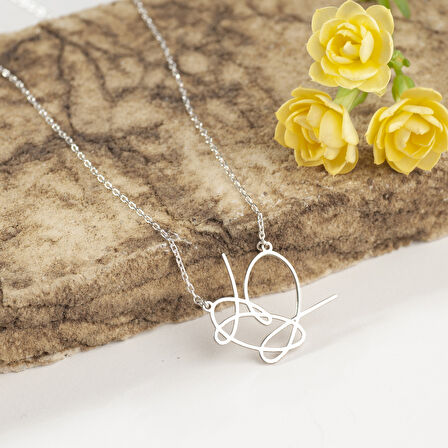 925 Ayar Gümüş  El Yazısı Kolye Özel Tasarım