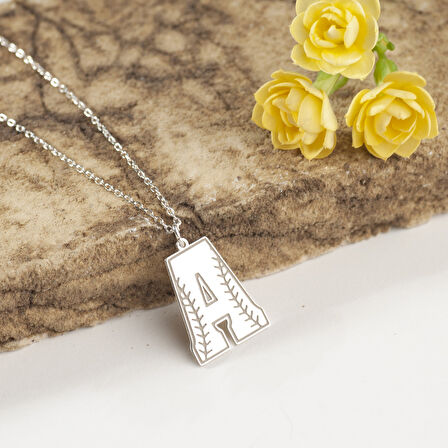 925 Ayar Gümüş Beyzbol Topu Harf Kolye Özel Tasarım