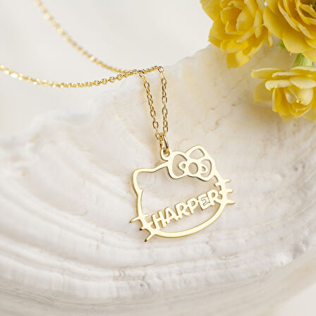 925 Ayar Gümüş Hello Kitty Kolye Özel Tasarım