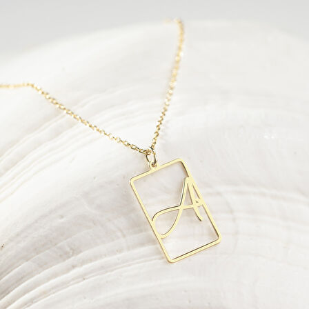 925 Ayar Gümüş Plaka Harf  Kolye Özel Tasarım