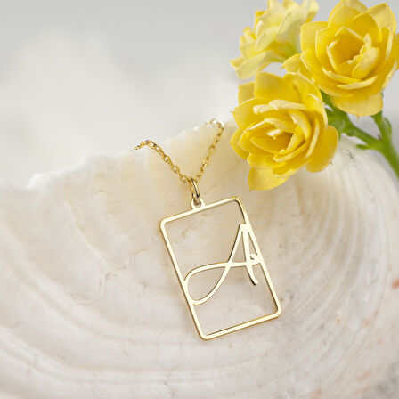 925 Ayar Gümüş Plaka Harf  Kolye Özel Tasarım