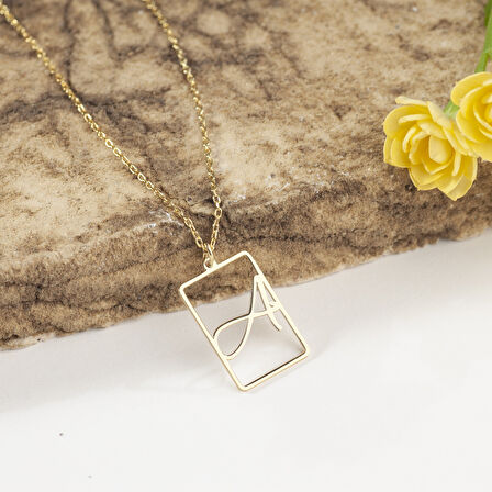 925 Ayar Gümüş Plaka Harf  Kolye Özel Tasarım