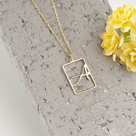 925 Ayar Gümüş Plaka Harf  Kolye Özel Tasarım