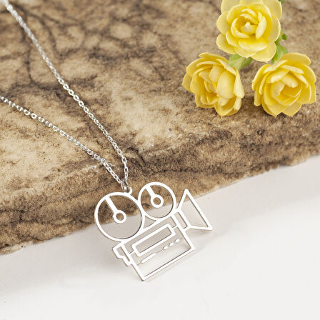 925 Ayar Gümüş  Sinematik Kamera Kolye Özel Tasarım