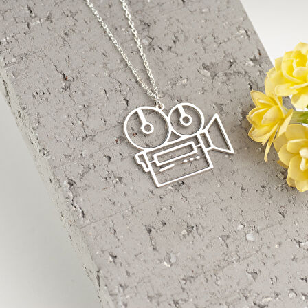 925 Ayar Gümüş  Sinematik Kamera Kolye Özel Tasarım