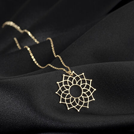 925 Ayar Gümüş Lotus Çiçeği Kadın Kolye Özel Tasarım
