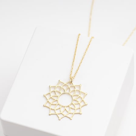 925 Ayar Gümüş Lotus Çiçeği Kadın Kolye Özel Tasarım
