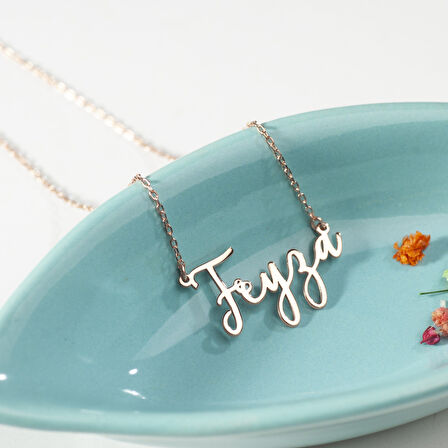 925 Ayar Gümüş İtalik ve  İsim Detaylı Kolye Özel Tasarım