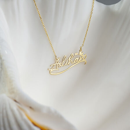 925 Ayar Gümüş Melek ve İsim Detaylı Kolye Özel Tasarım