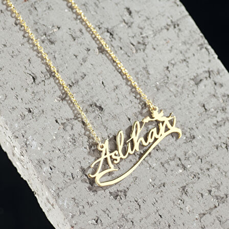 925 Ayar Gümüş Melek ve İsim Detaylı Kolye Özel Tasarım