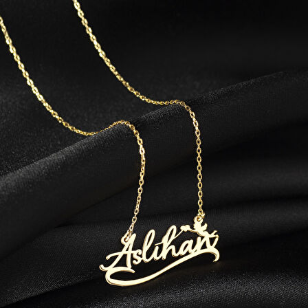 925 Ayar Gümüş Melek ve İsim Detaylı Kolye Özel Tasarım