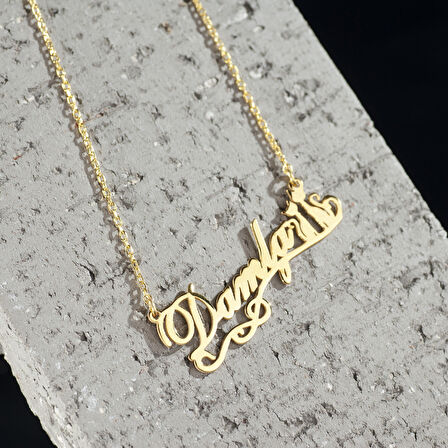 925 Ayar Gümüş Kedi ve  İsim Detaylı Kolye Özel Tasarım