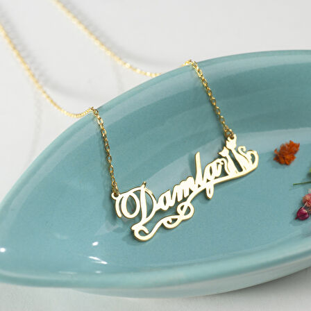 925 Ayar Gümüş Kedi ve  İsim Detaylı Kolye Özel Tasarım