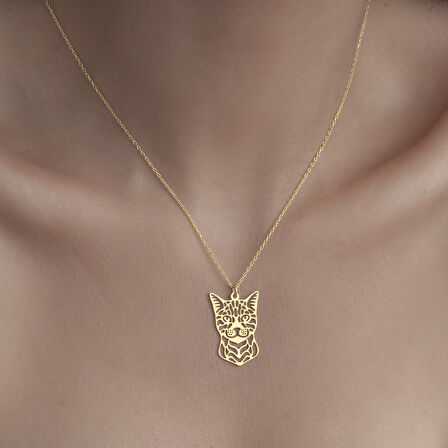 925Ayar Gümüş Şirin Kedi Figürlü Kolye Özel Tasarım