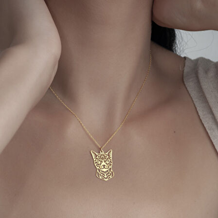 925Ayar Gümüş Şirin Kedi Figürlü Kolye Özel Tasarım