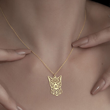 925Ayar Gümüş Şirin Kedi Figürlü Kolye Özel Tasarım