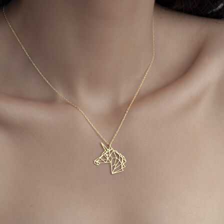 925 Ayar Gümüş Unicorn  Figürlü Kolye