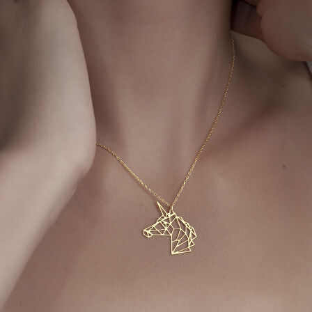 925 Ayar Gümüş Unicorn  Figürlü Kolye