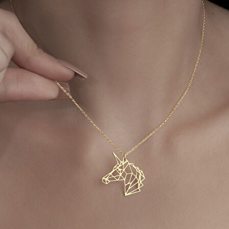 925 Ayar Gümüş Unicorn  Figürlü Kolye