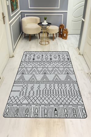 Etnik Desenli Dijital Baskı Kaymaz Taban Halı H0275