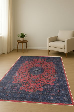 Klasik Desenli Dijital Baskı Kaymaz Taban Halı H0091