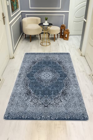 Klasik Desenli Dijital Baskı Kaymaz Taban Halı H0100